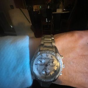 Bulova women’s stainless steel watch with diamonds